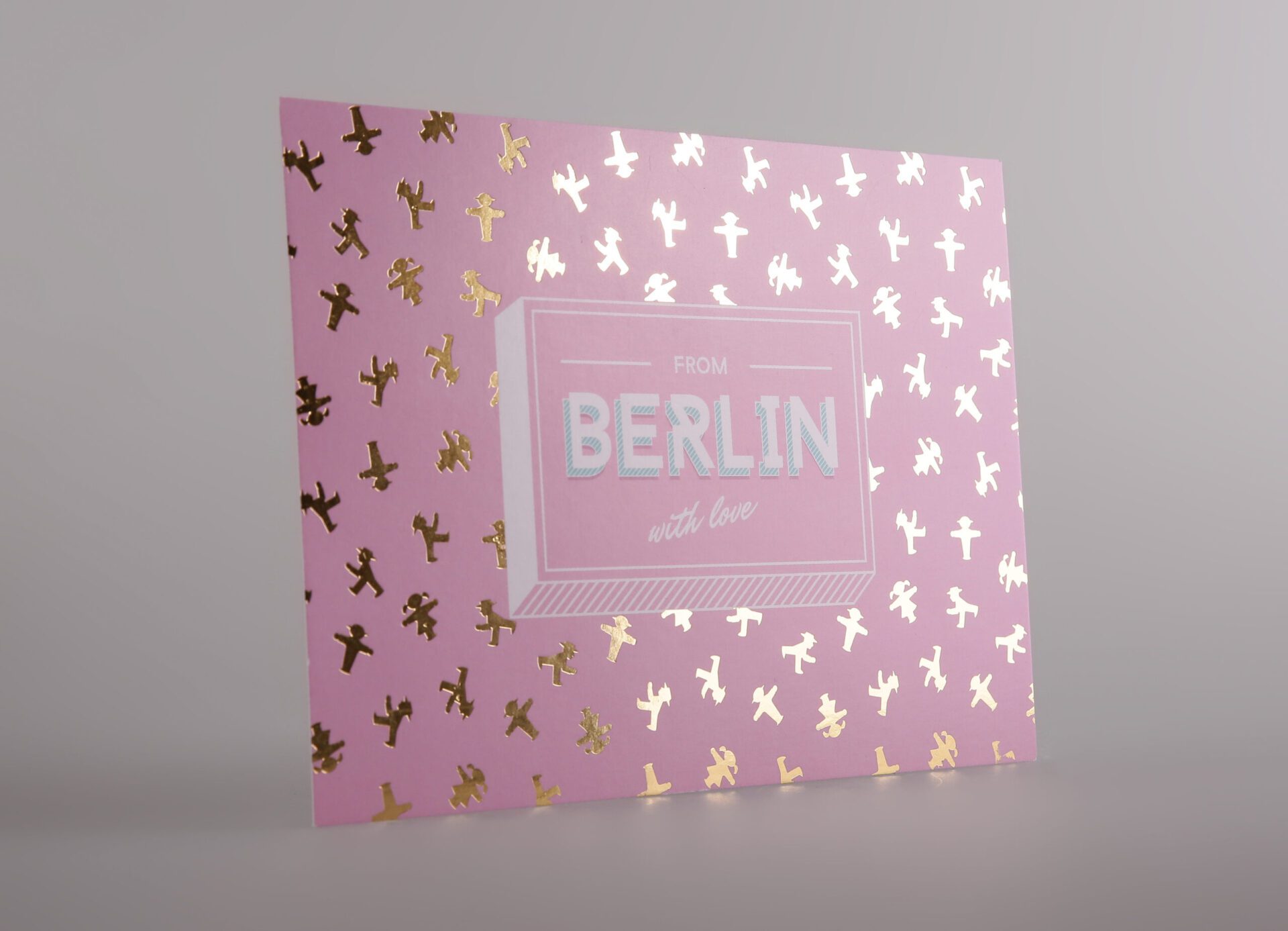 Heißfolienprägung Karte Berlin rosa