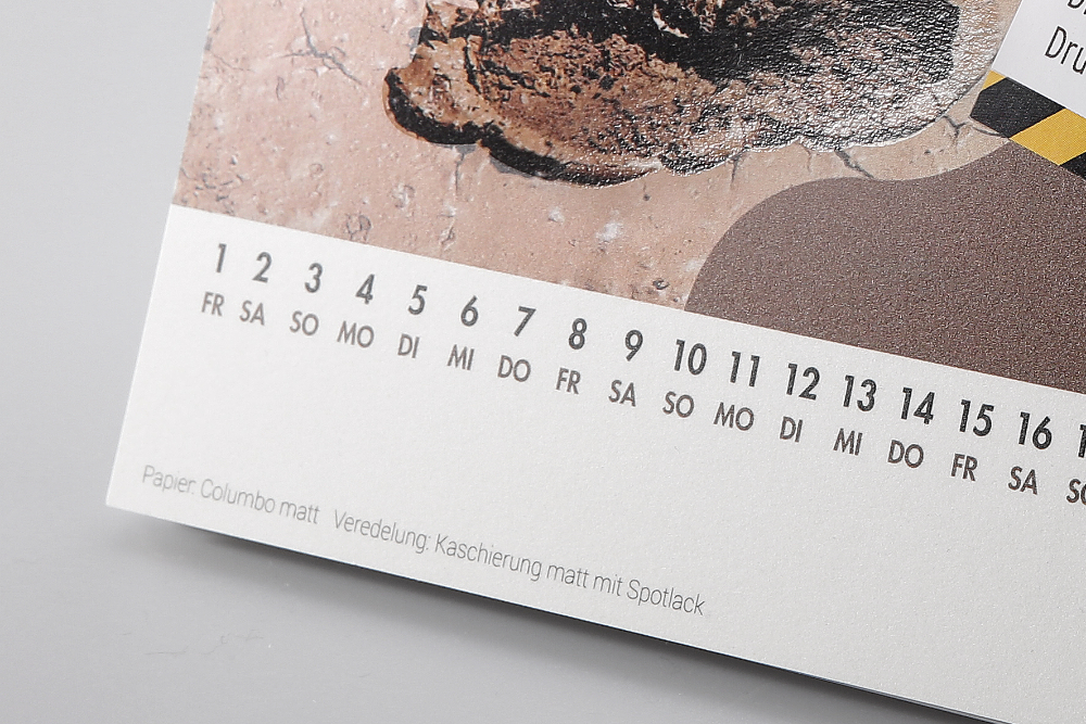 Detailansicht eines gedruckten Kalender