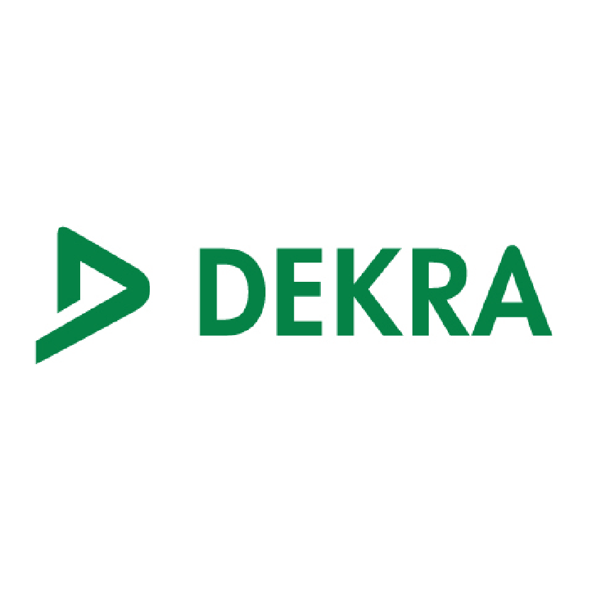 Grünes DEKRA-Logo mit stilisiertem Pfeil – Prüfgesellschaft für Sicherheit, Zertifizierung, Gutachten und Fahrzeugprüfungen