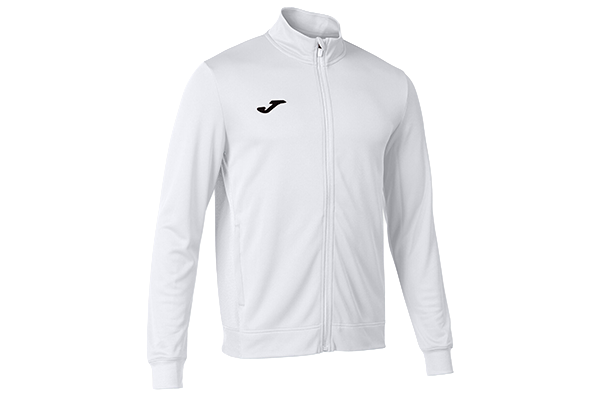 Weiße Joma Trainingsjacke – Veredelung mit Vereinslogo, Namen, Nummern für Teams in Berlin & Brandenburg.