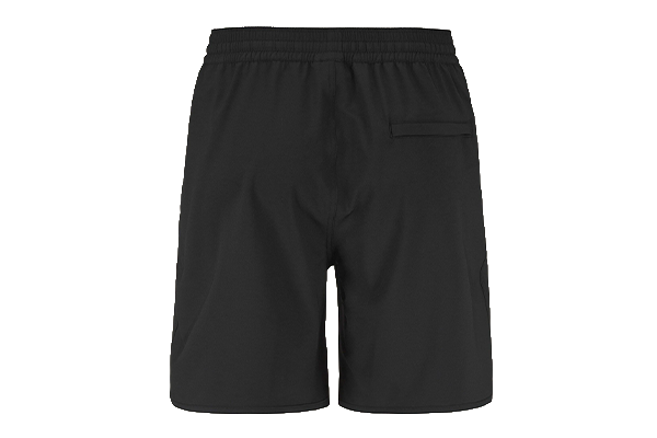 Schwarze Craft-Sportshorts (Rückansicht) – personalisierbar mit Vereinslogo, Nummer und Initialen in Berlin-Brandenburg.
