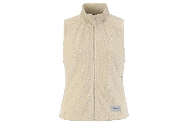 Beige Craft-Fleeceweste mit Reißverschluss – personalisierbar per Stick, Transferdruck oder Patch in Berlin-Brandenburg.