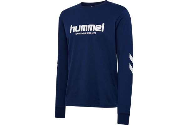 Navy hummel Longsleeve mit Frontlogo – personalisierbar mit Vereinslogo, Nummer und Initialen in Berlin & Brandenburg.