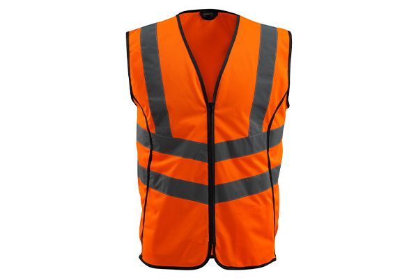 Orange Warnschutzweste mit Reflexstreifen (Mascot) – ideal für Logo-Druck und Branding für Betriebe in Berlin-Brandenburg.