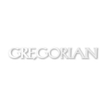 Logo mit dem Schriftzug „Gregorian“ in eleganter, weißer Serifenschrift mit dezentem 3D-Effekt, entworfen von Nemo Studio.